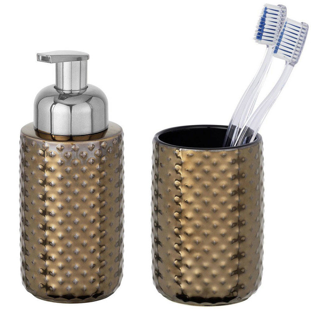 Zestaw akcesoriów łazienkowych, dozownik na mydło 300 ml + kubek