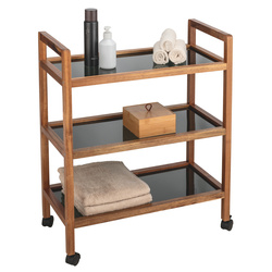 Szeroki mobilny regał z drewna akacji FONDI, wys. 76,5 cm