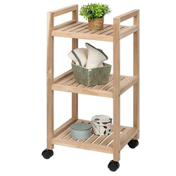 Regał łazienkowy na kółkach ACINA z trzema półkami, drewno akacjowe, WENKO