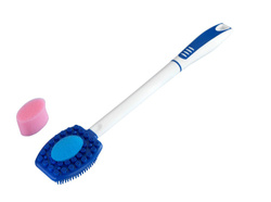 Szczotka do masażu 3w1, silikonowa, z długą rączką