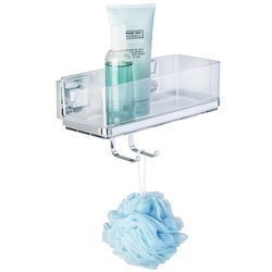 Prostokątna półka łazienkowa QUADRO z haczykiem, Vacuum-Loc, pod prysznic, WENKO