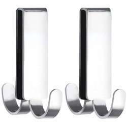 Zestaw dwóch haków na ręczniki VIESTE, podwójny uchwyt do mocowania na drzwiach kabiny prysznicowej - WENKO