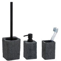 Zestaw akcesoriów łazienkowych, szczotka toaletowa, dozownik na mydło, kubek na szczoteczki VILLATA, WENKO