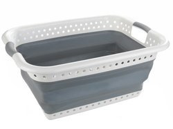 Kosz do transportu prania, składany pojemnik z tworzywa sztucznego z 2 uchwytami - 38 l