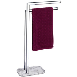 Łazienkowy stojak na ręczniki ONYX marmurowa podstawa, kamień naturalny - 2 ramienny, chromowany, WENKO