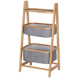 Regał dwie półki BAHARI, dwa koszyki z bambusową konstrukcją, WENKO