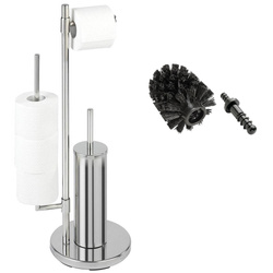 Stojak na papier toaletowy i szczotkę do WC, UNIVERSALO NEO - 3 w 1 + zapasowa końcówka do szczotki, zestaw, WENKO