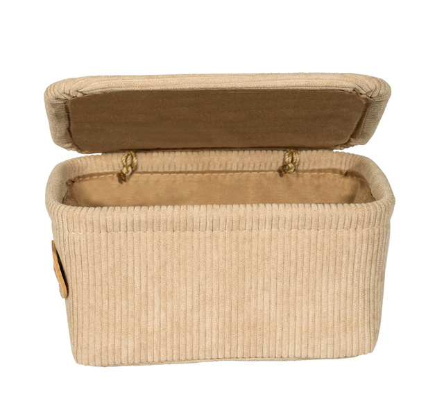 Koszyk łazienkowy z pokrywką ANELA, 14 x 19 cm, beżowy, WENKO