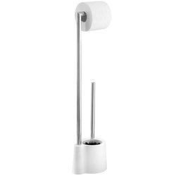 Stojak na papier toaletowy ze szczotką do WC i pojemnikiem, elegancki zestaw łazienkowy - WENKO