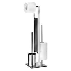 Stylowy zestaw akcesoriów toaletowych, stojak i uchwyt na papier toaletowy, szczotka do toalety, RIVALTA WENKO