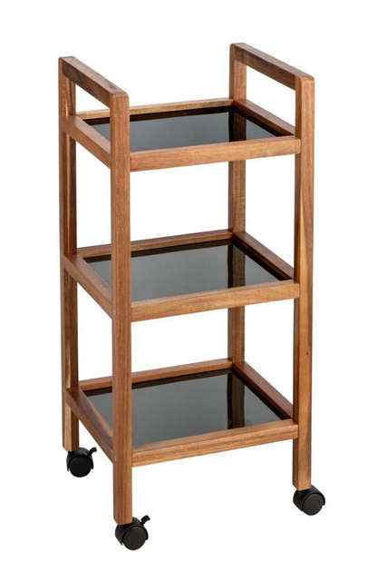 Mobilny regał z drewna akacji FONDI, 3 poziomy, wys. 76,5 cm