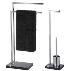 Stojak na ręczniki, papier toaletowy i szczotkę do wc NOBLE BLACK - zestaw, WENKO