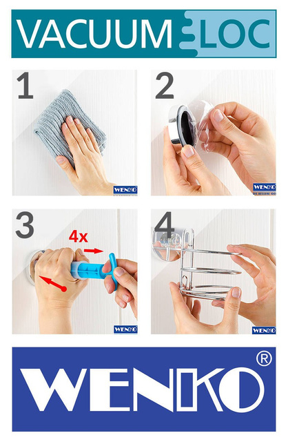 Pojemnik na szczotkę QUADRO + szczotka WC, Vacuum-Loc, stal nierdzewna, WENKO