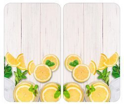 Płyty termoodporne do ochrony kuchenki, 2 tafle szklane z ozdobnym wzorem + stopki antypoślizgowe - 52 x 30 cm, WENKO