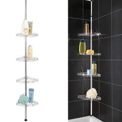 Narożna, teleskopowa półka łazienkowa pod prysznic - aż 4 poziomy