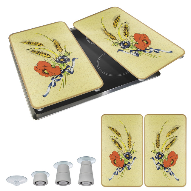 Płyty ochronne na kuchenkę FLOWERS, 2 sztuki, szklane