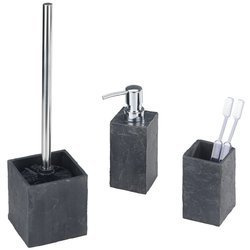 Pojemnik na szczoteczki, dozownik do mydła, szczotka wc SLATE ROCK - zestaw akcesoriów łazienkowych WENKO