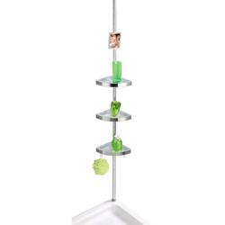 Narożna półka łazienkowa Premium Edge Shiny, 3 poziomy, lusterko, teleskopowa, WENKO