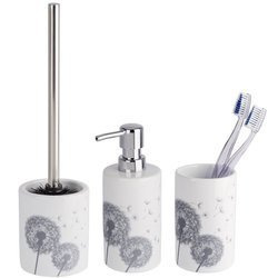 Zestaw akcesoriów łazienkowych ASTERA, dozownik na mydło, kubek na szczoteczkę do zębów, szczotka toaletowa, WENKO