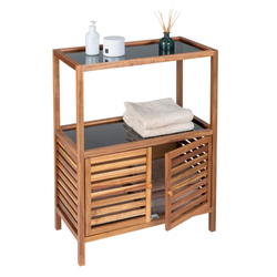 Regał łazienkowy z szafką z drewna akacji FONDI, wys. 86 cm