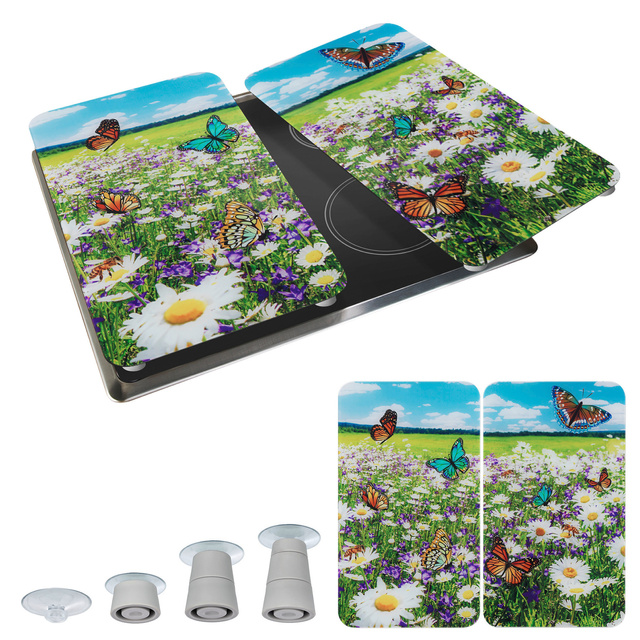 Szklane płyty na kuchenkę, 2 sztuki, Summer Meadow, Maximex