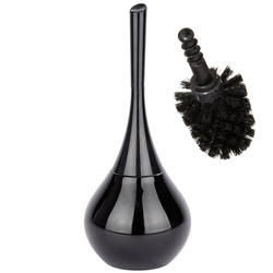 Zestaw: Pojemnik na szczotkę FLAKON BLACK + szczotka WC + zapasowa końcówka, WENKO