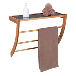 Drewniana półka łazienkowa z drążkiem FONDI
