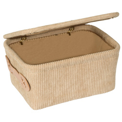 Koszyk łazienkowy z pokrywką ANELA, 14 x 19 cm, beżowy, WENKO