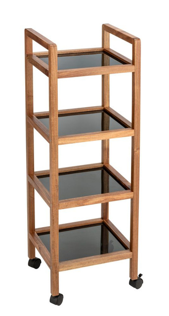 Mobilny regał z drewna akacji FONDI, 4 poziomy, wys. 101,5 cm