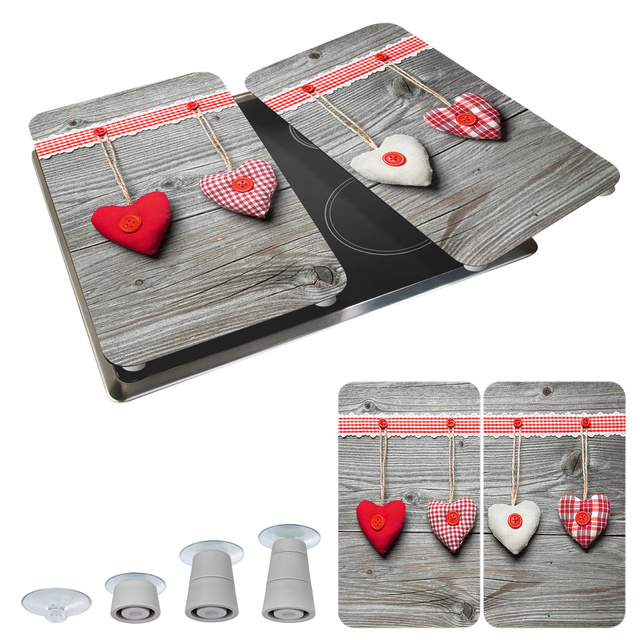 Szklane płyty ochronne HEARTS na kuchenkę - 2 sztuki, WENKO