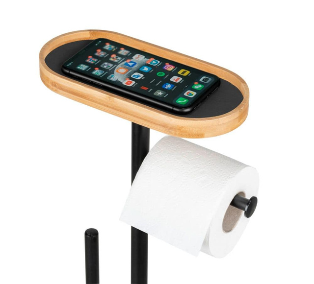 Stojak na papier toaletowy i szczotkę WC z półką na telefon RIVALTA, 4w1