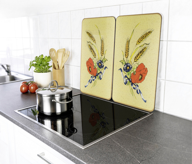 Płyty ochronne na kuchenkę FLOWERS, 2 sztuki, szklane