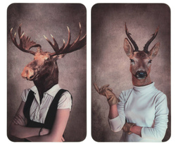 Szklane płyty ochronne na kuchenkę - 2 sztuki, motyw łosia i jelenia, WENKO