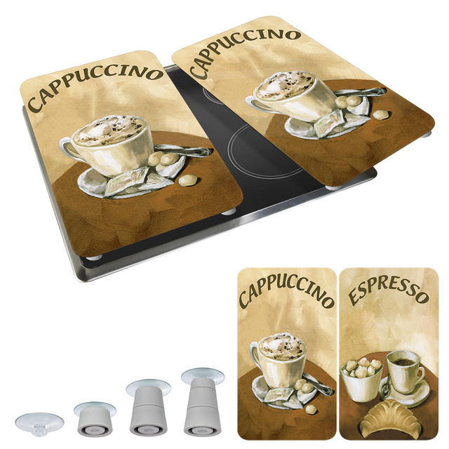 Szklane płyty ochronne COFFEE na kuchenkę – 2 sztuki, WENKO