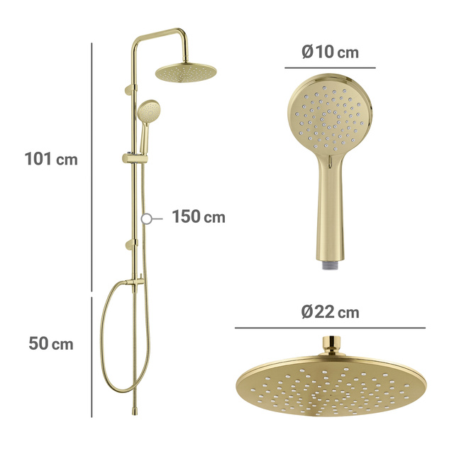 Kolumna prysznicowa YOUNG w kolorze złotym, 3 funkcyjna