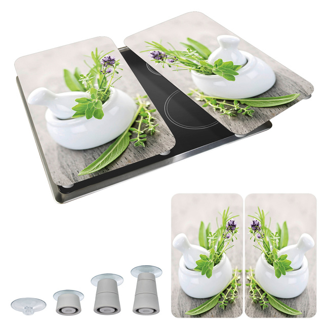 Szklane płyty ochronne HERB GARDEN na kuchenkę – 2 sztuki, WENKO
