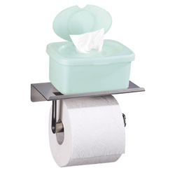 Uchwyt na papier toaletowy z półką na telefon, stal nierdzewna