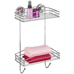 Półka łazienkowa dwupoziomowa WENKO, 2 kosze na akcesoria do kąpieli mocowanie Vacuum-Loc