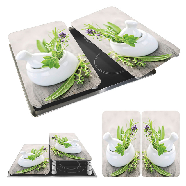 Szklane płyty ochronne HERB GARDEN na kuchenkę – 2 sztuki, WENKO
