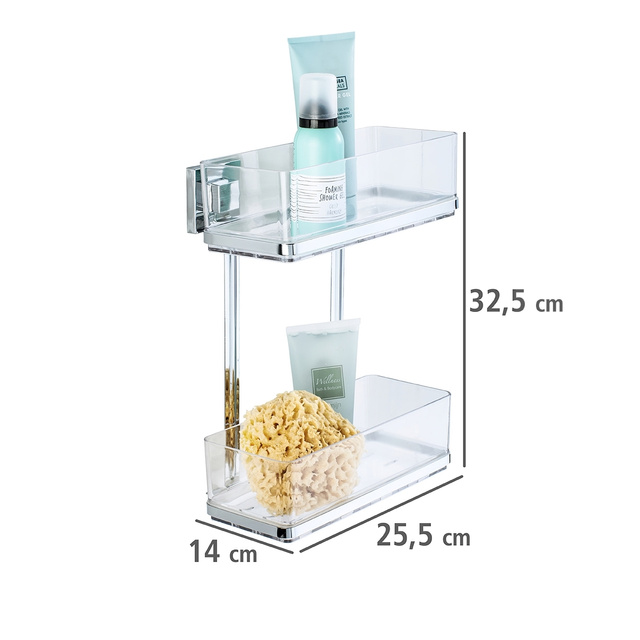 Prostokątna półka łazienkowa QUADRO, Vacuum-Loc, pod prysznic,2 poziomy, WENKO