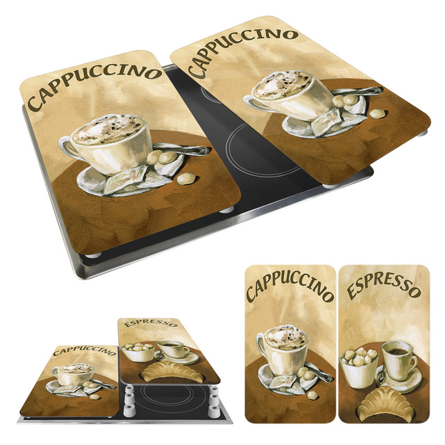 Szklane płyty ochronne COFFEE na kuchenkę – 2 sztuki, WENKO