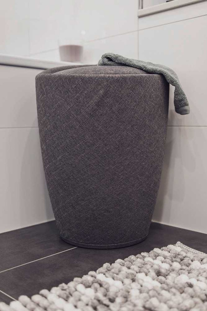 Pufa CANDY GREY - kosz na pranie, 2w1, WENKO