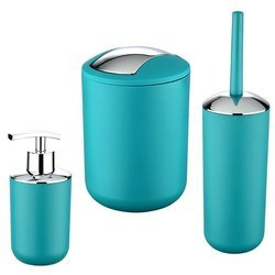 Zestaw akcesoriów łazienkowych BRASIL, dozownik na mydło + szczotka toaletowa + kosz na śmieci 2 l, morski, WENKO