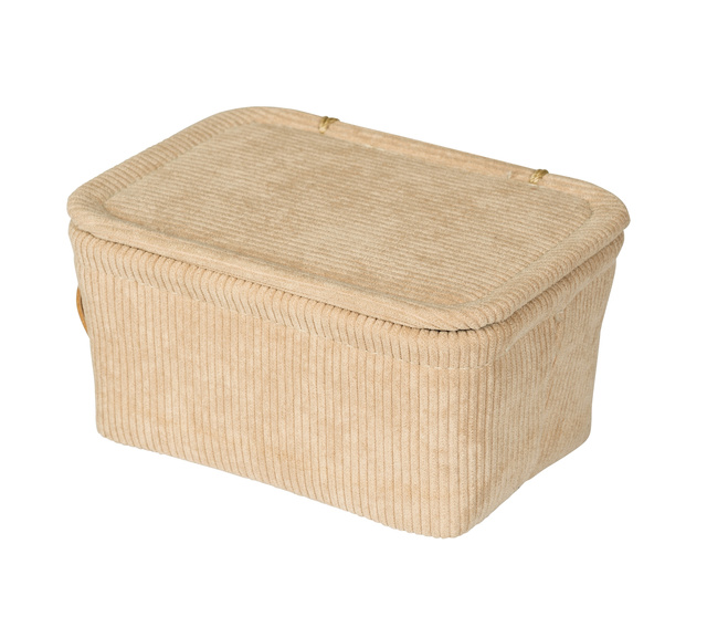 Koszyk łazienkowy z pokrywką ANELA, 14 x 19 cm, beżowy, WENKO