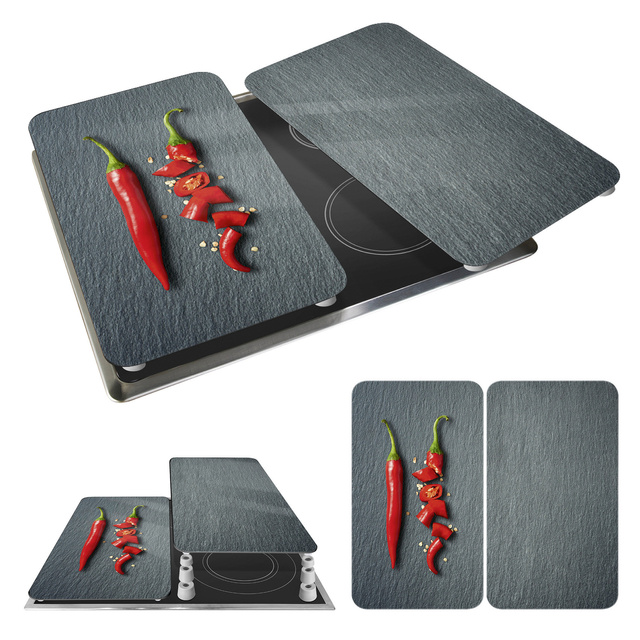 Płyty do osłonięcia kuchenki, zestaw 2 odpornych tafli, komplet nóżek, szkło hartowane, 30 x 52 cm, WENKO