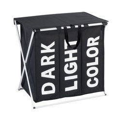 Kosz na pranie zamykany duży TRIO TOP 118 l, pojemnik na brudną odzież 3 komory, WENKO