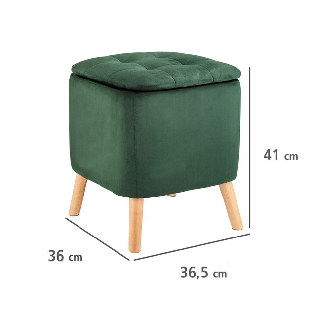 Pufa do salonu EMMA, welurowa, z miejscem do przechowywania, 42, 5 cm, zielona, WENKO