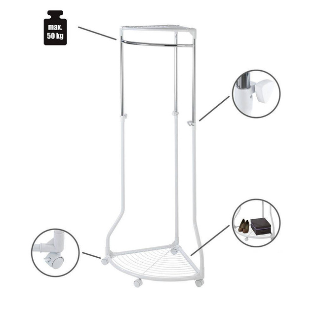 Narożny wieszak na ubrania - szafa na kółkach, WENKO