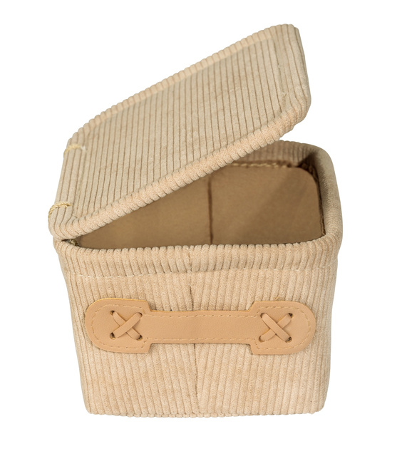 Koszyk łazienkowy z pokrywką ANELA, 14 x 19 cm, beżowy, WENKO