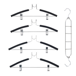 Wieszaki na ubrania, system 4 wieszaków z uchwytem oszczędzającym miejsce
